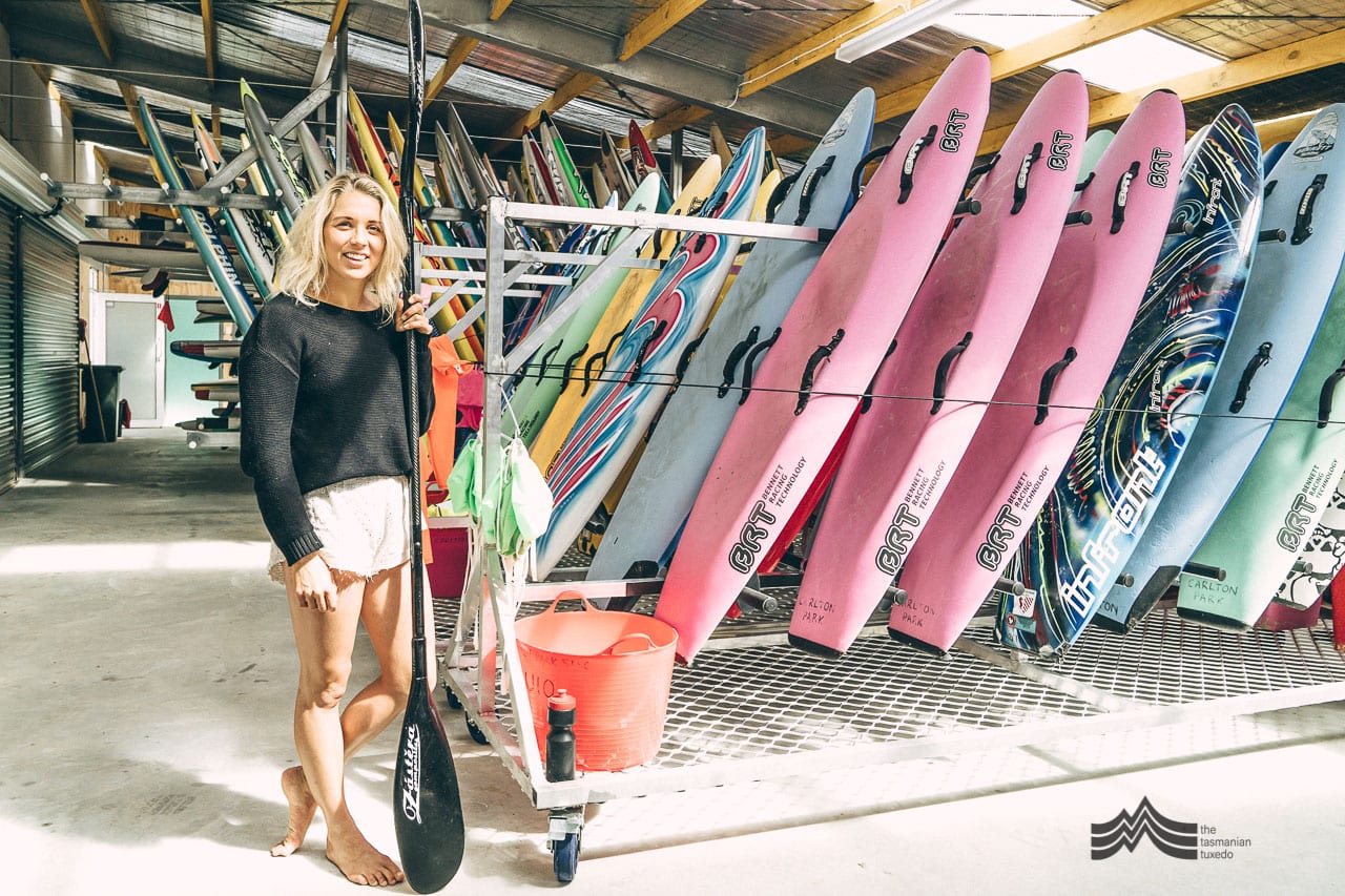 Allie Britton inside Carlton Park surf life saving club Tasmania